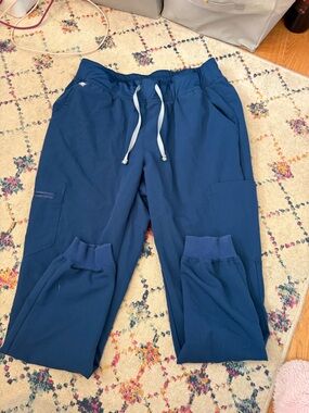 Casual Drawstring Cargo Joggers in Navy Blue